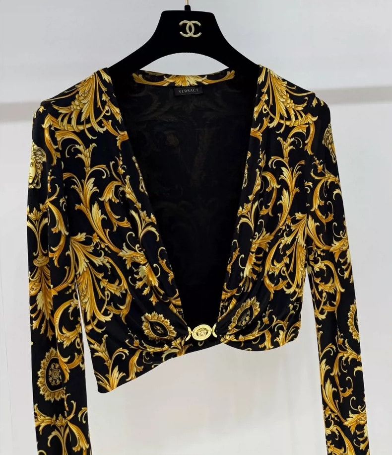 Versace Gold baroque thin cardigan top Womenswear