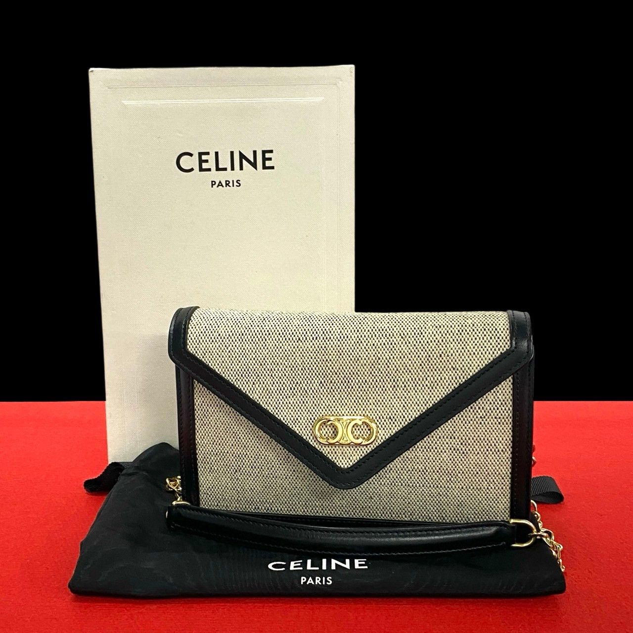 Celine Celine Triomphe Canvas Leather Shoulder Bag Canvas Shoulder Bag