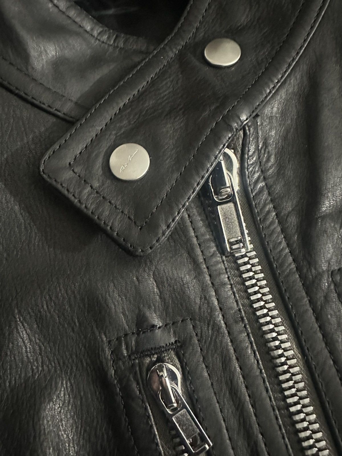Rick Owens Rick Owens Slim-Fit Leather Moto Jacket Size US M / EU 48-50 / 2 - 3 Thumbnail