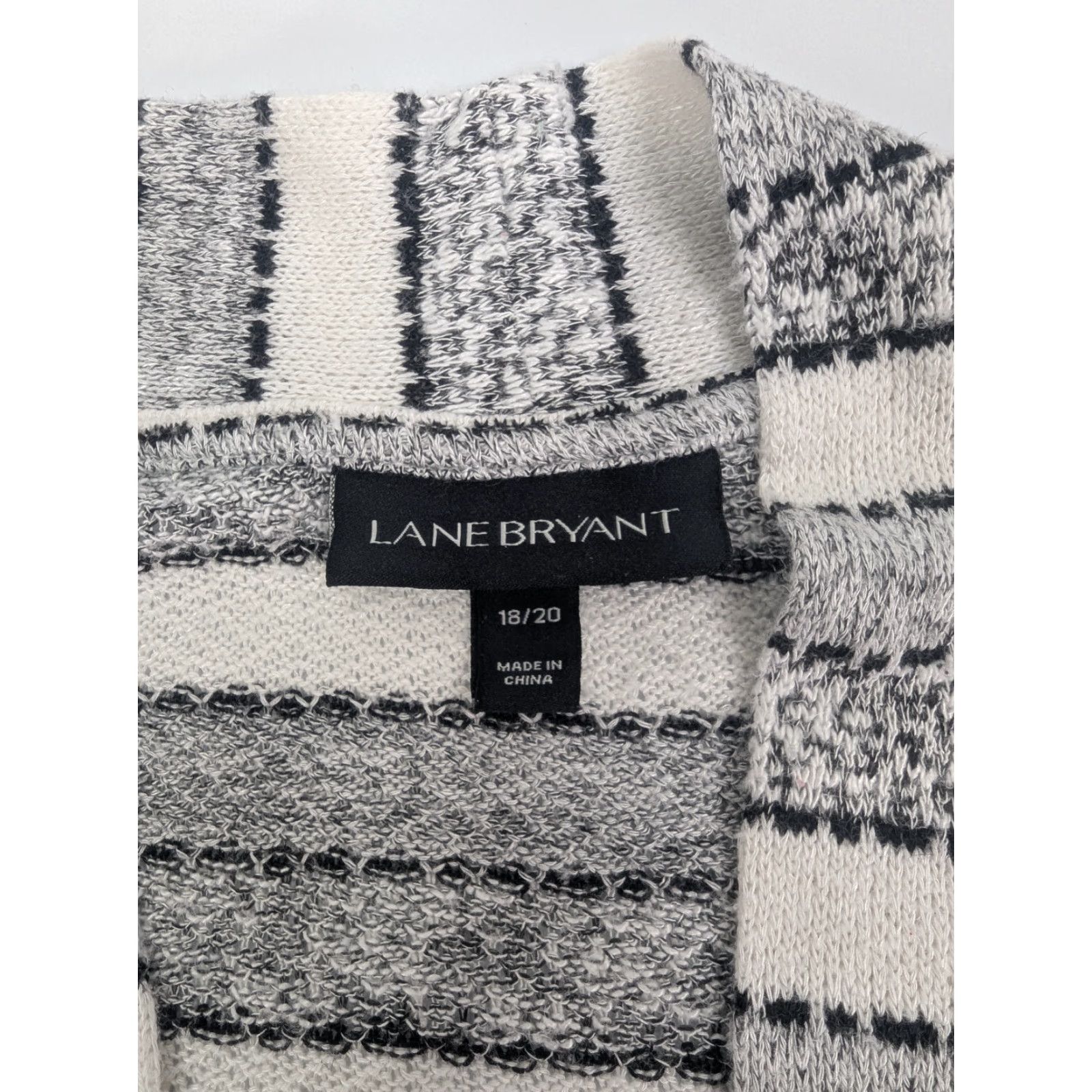Vintage Lane Bryant Women’s Gray Striped Open Cardigan Plus Size 18/20 Long Sleeve Size XXL / US 16-18 / IT 52-54 - 6 Thumbnail