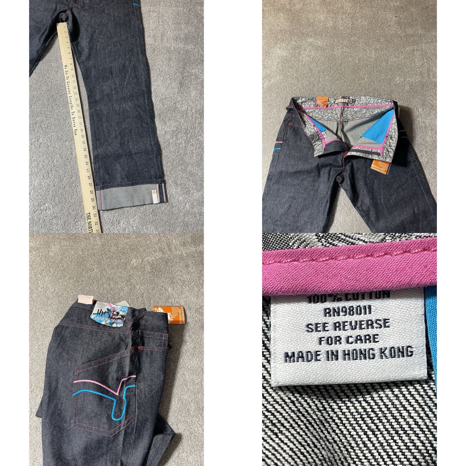 CO VINTAGE Indigo Red Denim Co Jeans Sz 38X31 Baggy Skater Hip Hop Streetwear Y2K Size US 38 / EU 54 - 8 Thumbnail