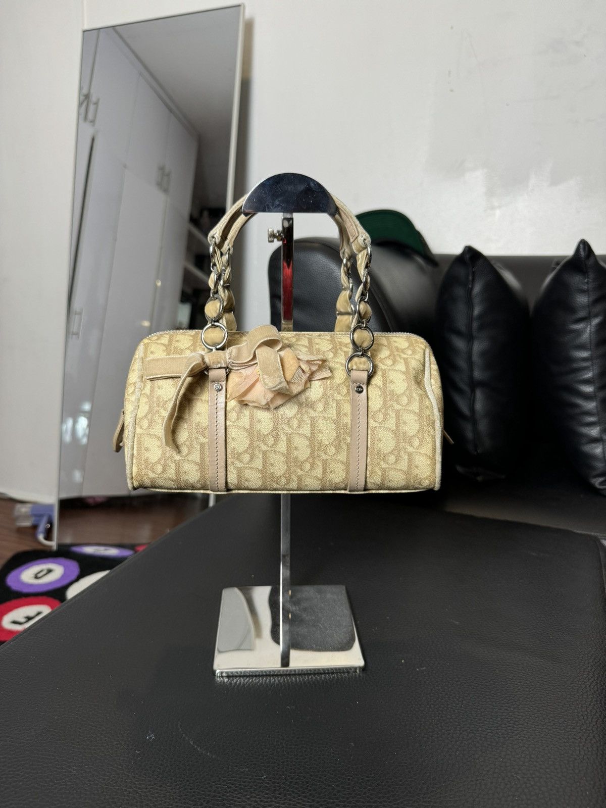 Dior Dior Brown Dior Oblique Romantique Canvas Handbag Beige Size ONE SIZE - 1 Thumbnail
