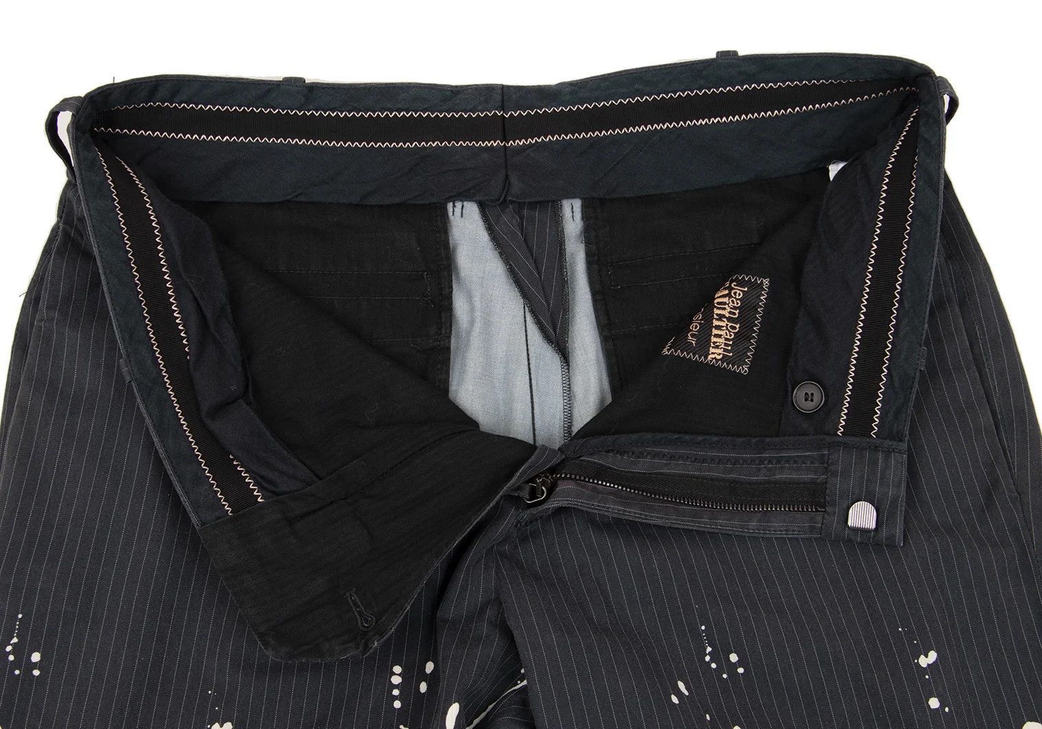 Jean Paul Gaultier Cotton Stripe Paint Pants Navy White Size 46 Size US 30 / EU 46 - 4 Thumbnail