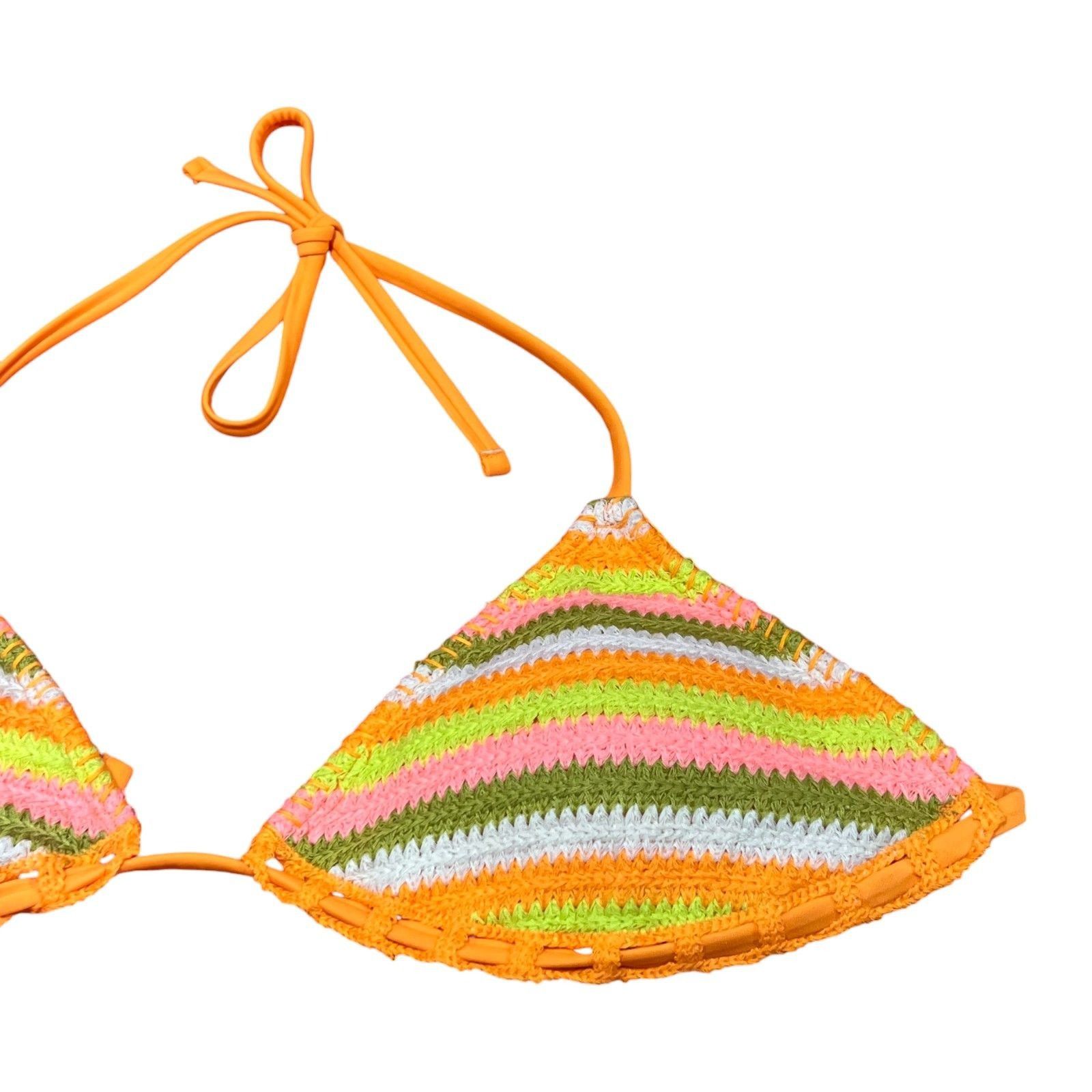 Other Wild Fable - Women's Crochet Triangle Bikini Top - Orange - Size ONE SIZE - 12 Thumbnail