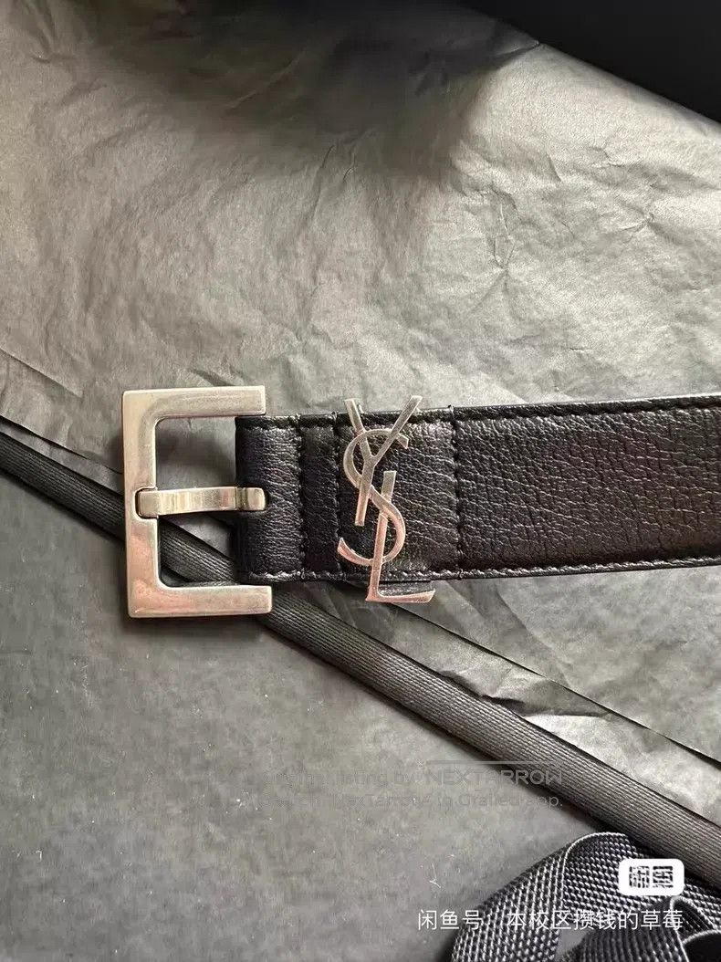 Saint Laurent Paris Saint Laurent Paris Black Silver Leather Belt i Size ONE SIZE - 4 Thumbnail