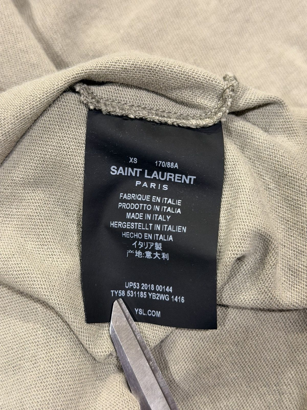 Saint Laurent Paris Saint Laurent Paris Rive Gauche Box Logo 2018 Grey T-Shirt Size US XS / EU 42 / 0 - 16 Thumbnail