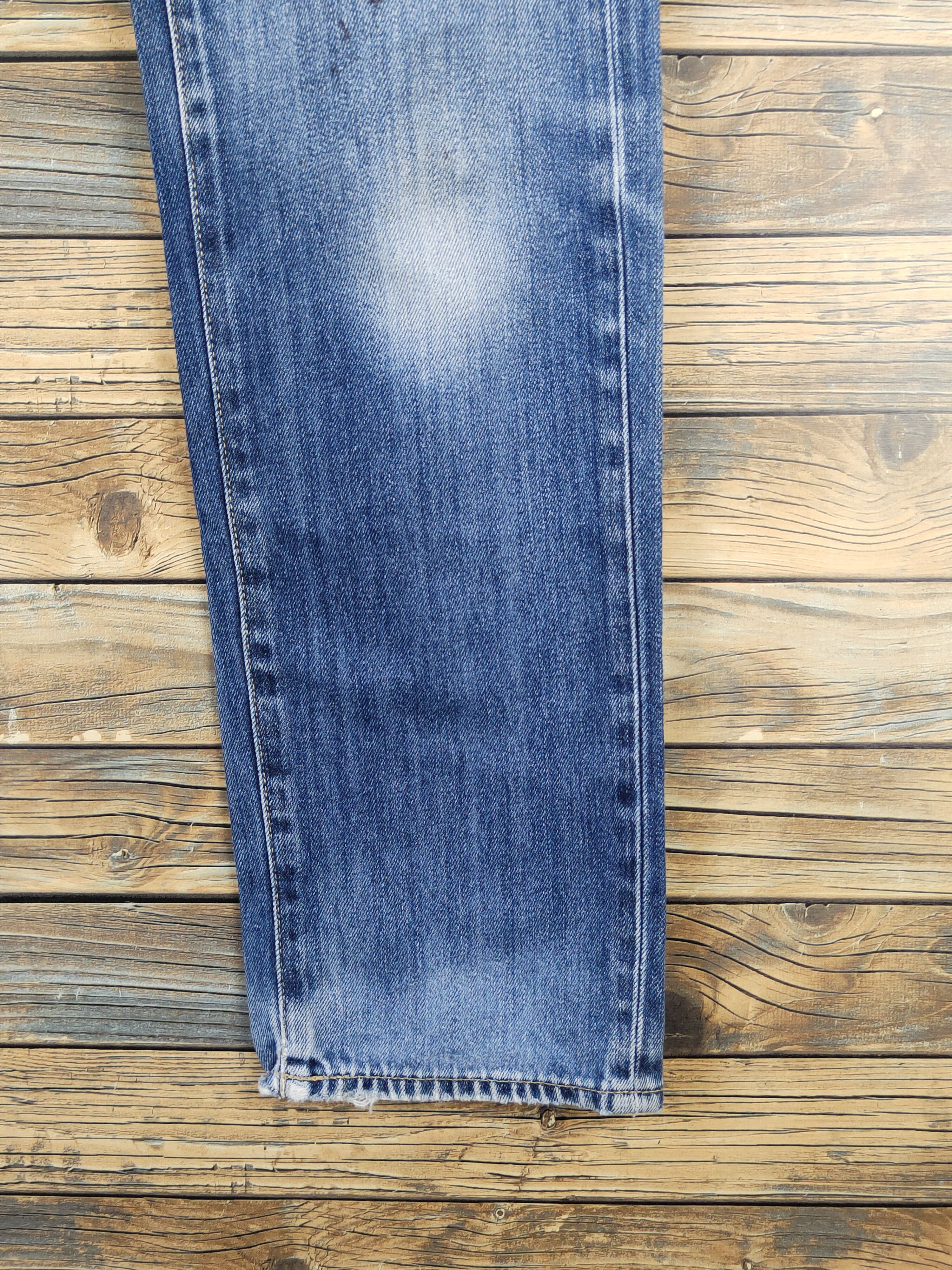 Japanese Brand Uniqlo japan Blue Distressed Ripped denim Jeans #W1403 Size US 31 - 6 Thumbnail