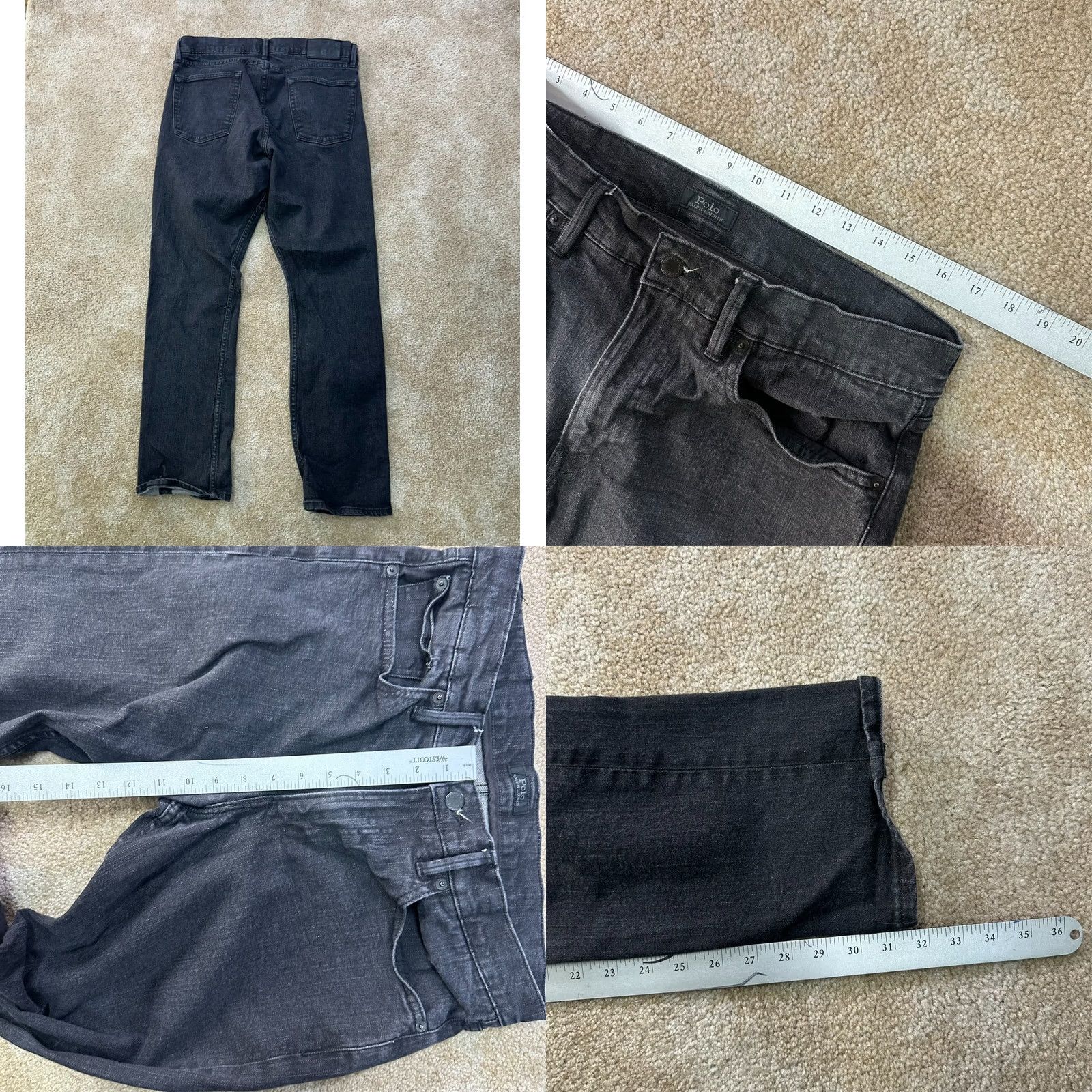 Polo Ralph Lauren Polo Ralph Lauren Prospect Straight Jeans Mens 34x32 Black Denim Comfort Regular Fit 5-Pocket Button Zipper Belt Loops Logo Size US S / EU 44-46 / 1 - 8 Thumbnail