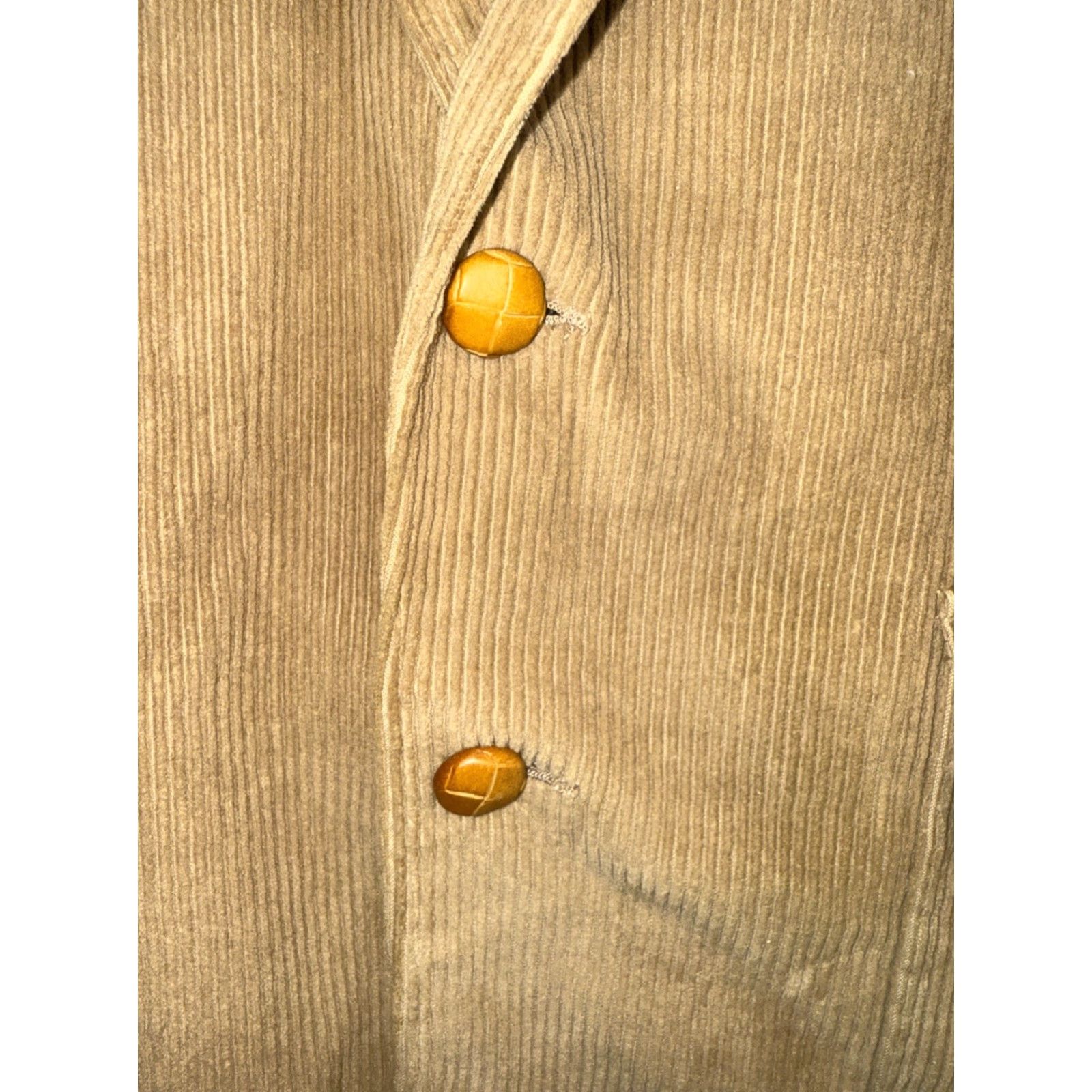Vintage VINTAGE Blazer Jacket Men Corduroy Tan 44R Blazer Notch Lapel 2-Button Single-Breasted 80s Preppy College Sports Coat Blazer Mens Size 44R - 2 Thumbnail