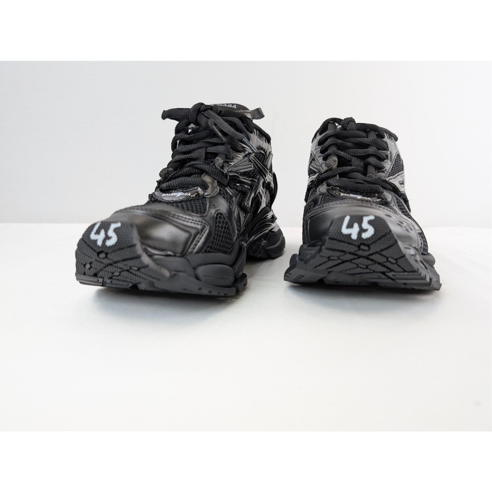 Balenciaga o1rshd1 Monocolor Mesh Rubber Runner Sneakers in Black Size US 12 / EU 45 - 8 Thumbnail