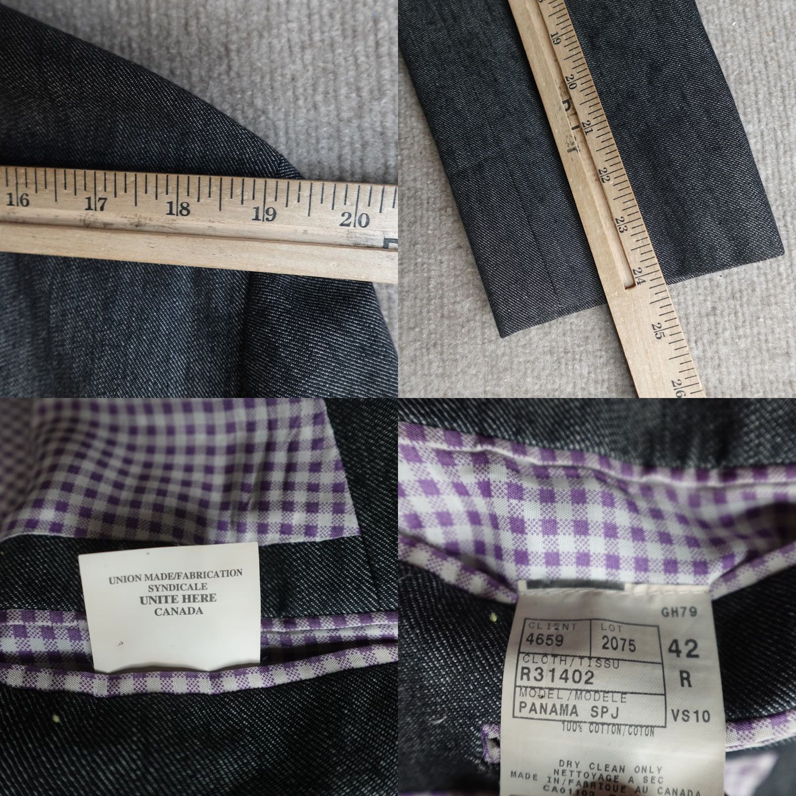 Denime Bullock & Jones Sport Coat 42R Gray Unstructured Denim Chambray Jacket/Court/Coat Notch Lapel 2-Button Single-Breasted Casual Wedding Mens Canada Size US XS / EU 42 / 0 - 8 Thumbnail