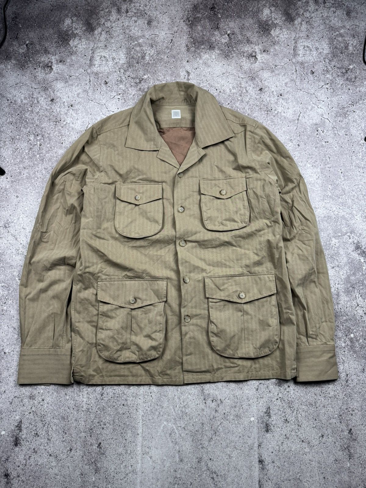 Eleventy Eleventy Multipocket Japanesse Jacket Beige Striped Size US M / EU 48-50 / 2 - 1 Thumbnail