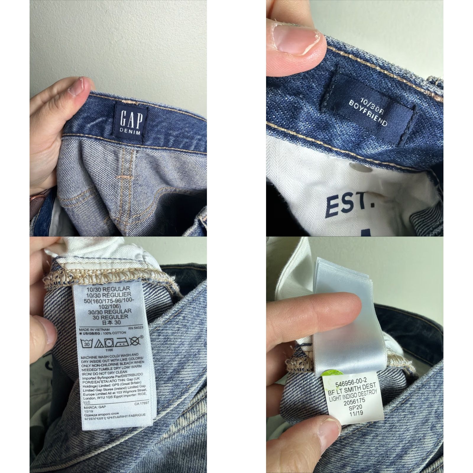 Gap VINTAGE? Gap Denim Women’s 10 Boyfriend Jeans Light Wash Distressed 34x26 Size 32" / US 10 / IT 46 - 9 Thumbnail