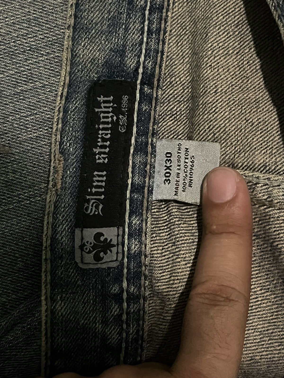 Embellish × Hysteric Glamour × Japanese Brand ⚡️Vintage⚡️Y2K Japanese Brand Rhine Stone Slim Straight Jeans Size US 32 / EU 48 - 15 Thumbnail