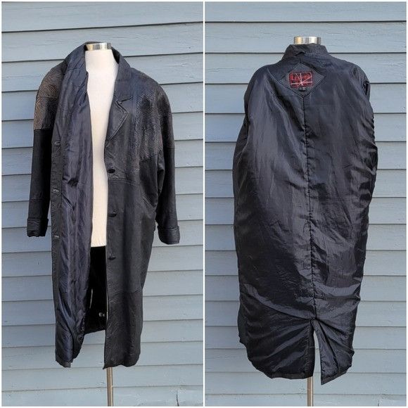 Vintage Vintage 90s y2k Punk Rock Grunge Black Leather Oversized Tre Size L / US 10 / IT 46 - 3 Thumbnail