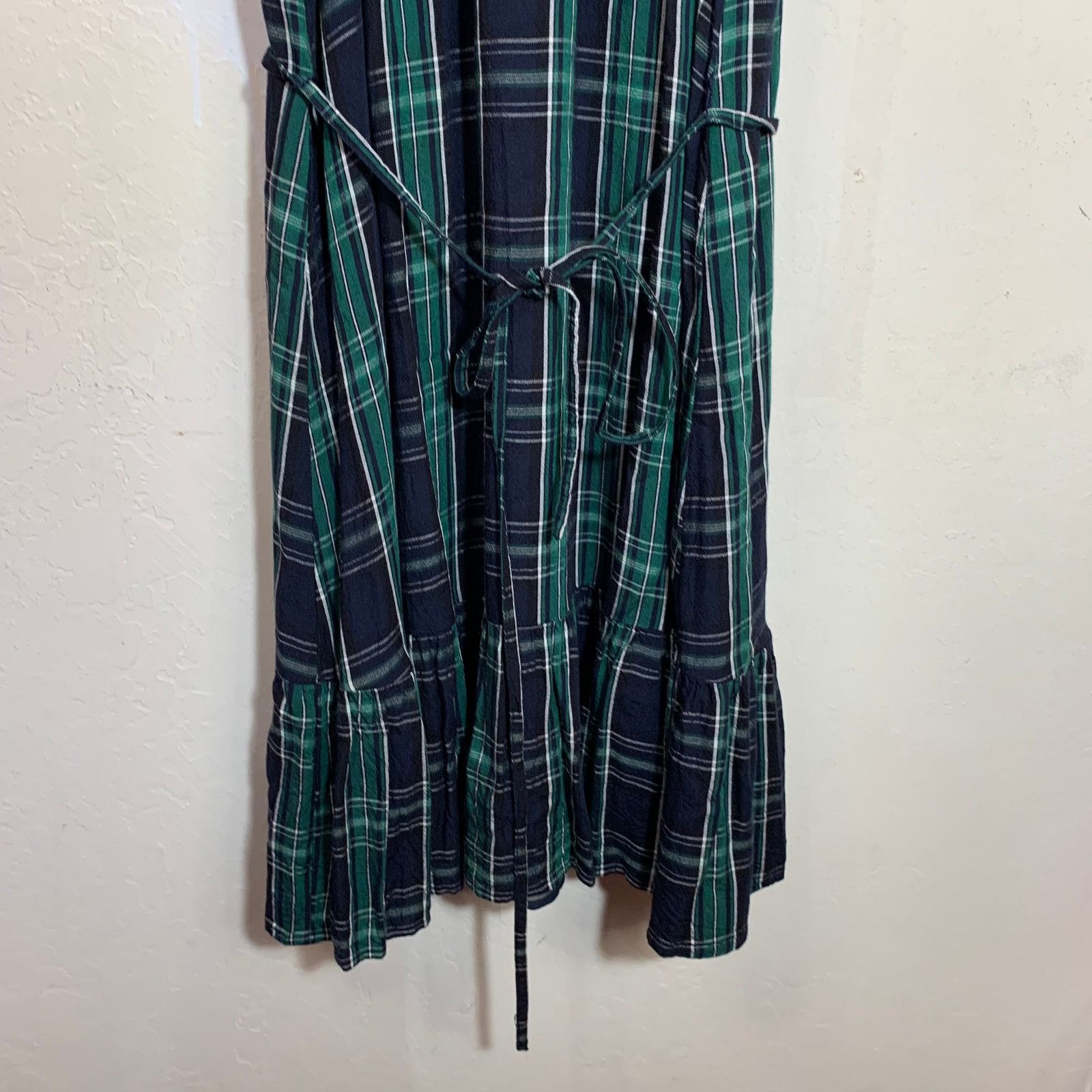 Loft LOFT Dress Blue Green Plaid Short Sleeve Size 2 Size XS / US 0-2 / IT 36-38 - 6 Thumbnail