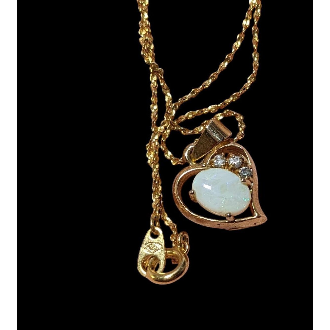 Other Nakagawa Corporation Gold Tone Opal Gemmed Heart Necklace Size ONE SIZE - 4 Thumbnail