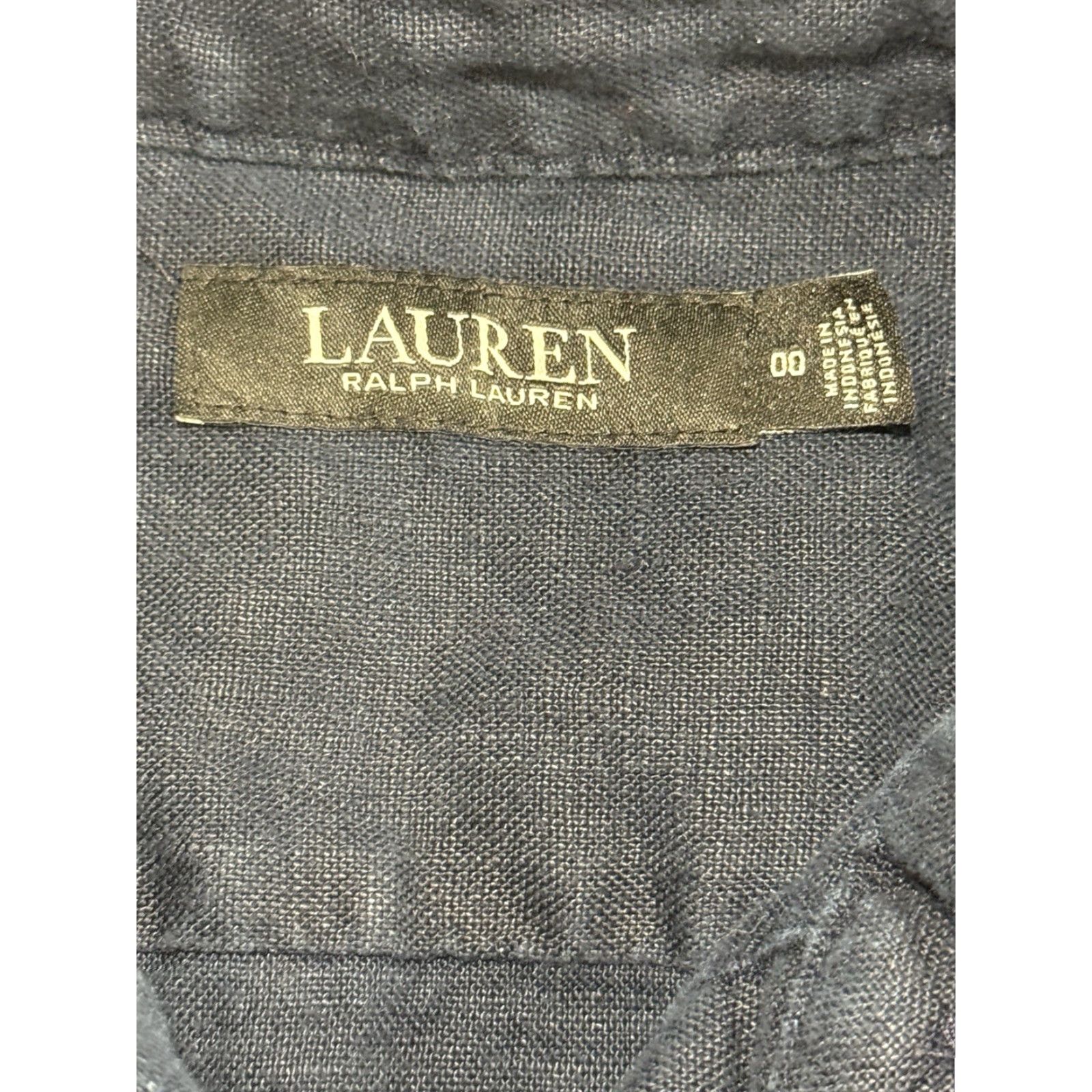 Ralph Lauren Lauren Ralph Lauren Dress Wakana Tie-Front Linen Sz 00 Navy Blue Preppy Size XXS / US 00 / IT 34 - 7 Thumbnail