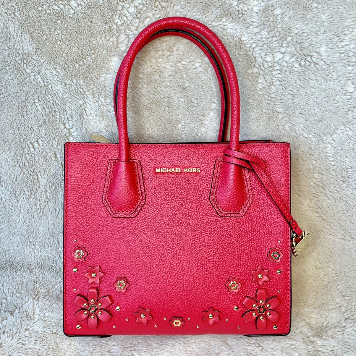 Michael Kors Michael Kors Deep Pink Mercer Embellished Leather 2-Way Bag Size ONE SIZE - 5 Thumbnail