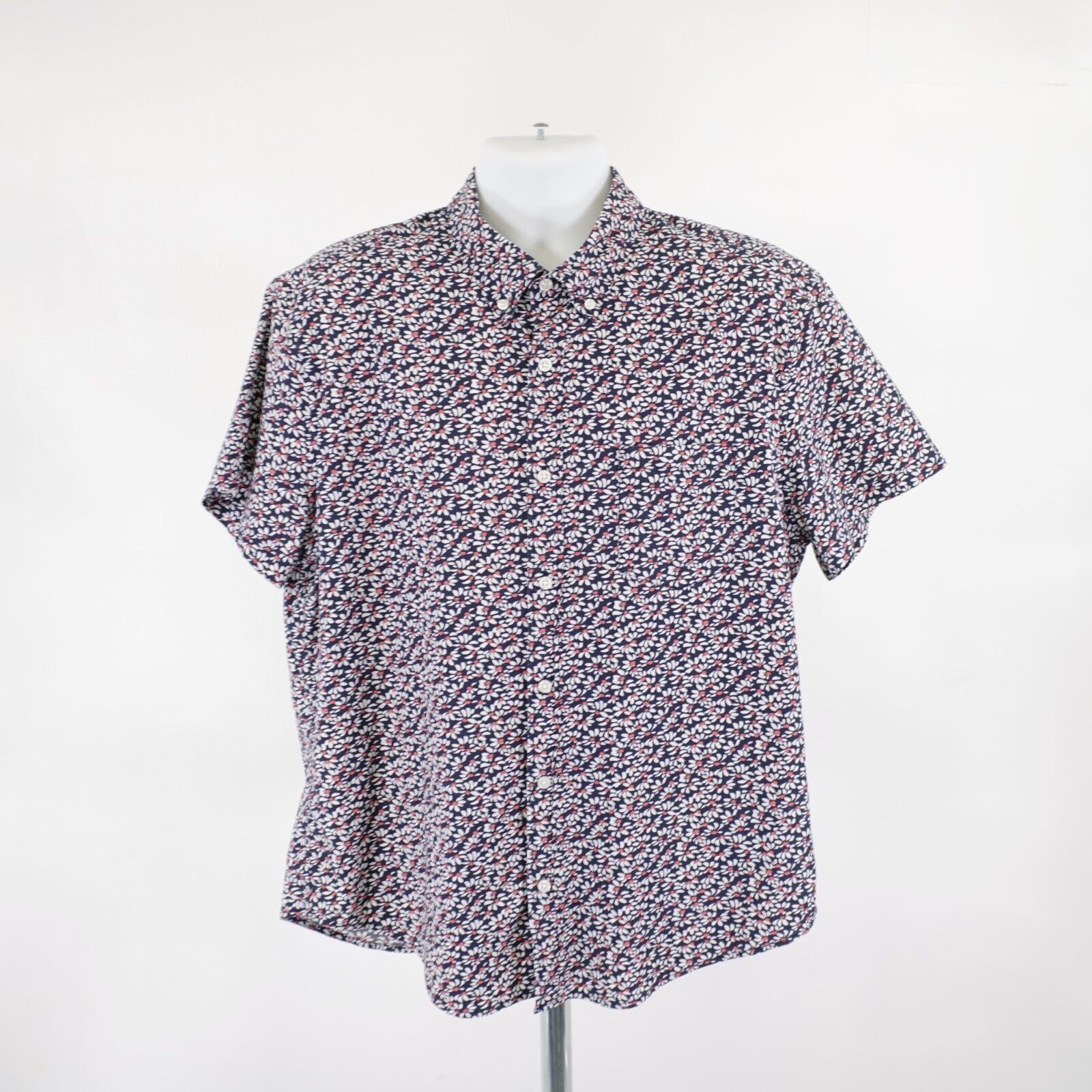 J.Crew J Crew Flex Washed Slim Floral Blue XL Button Down Short Sle Size US XL / EU 56 / 4 - 4 Thumbnail