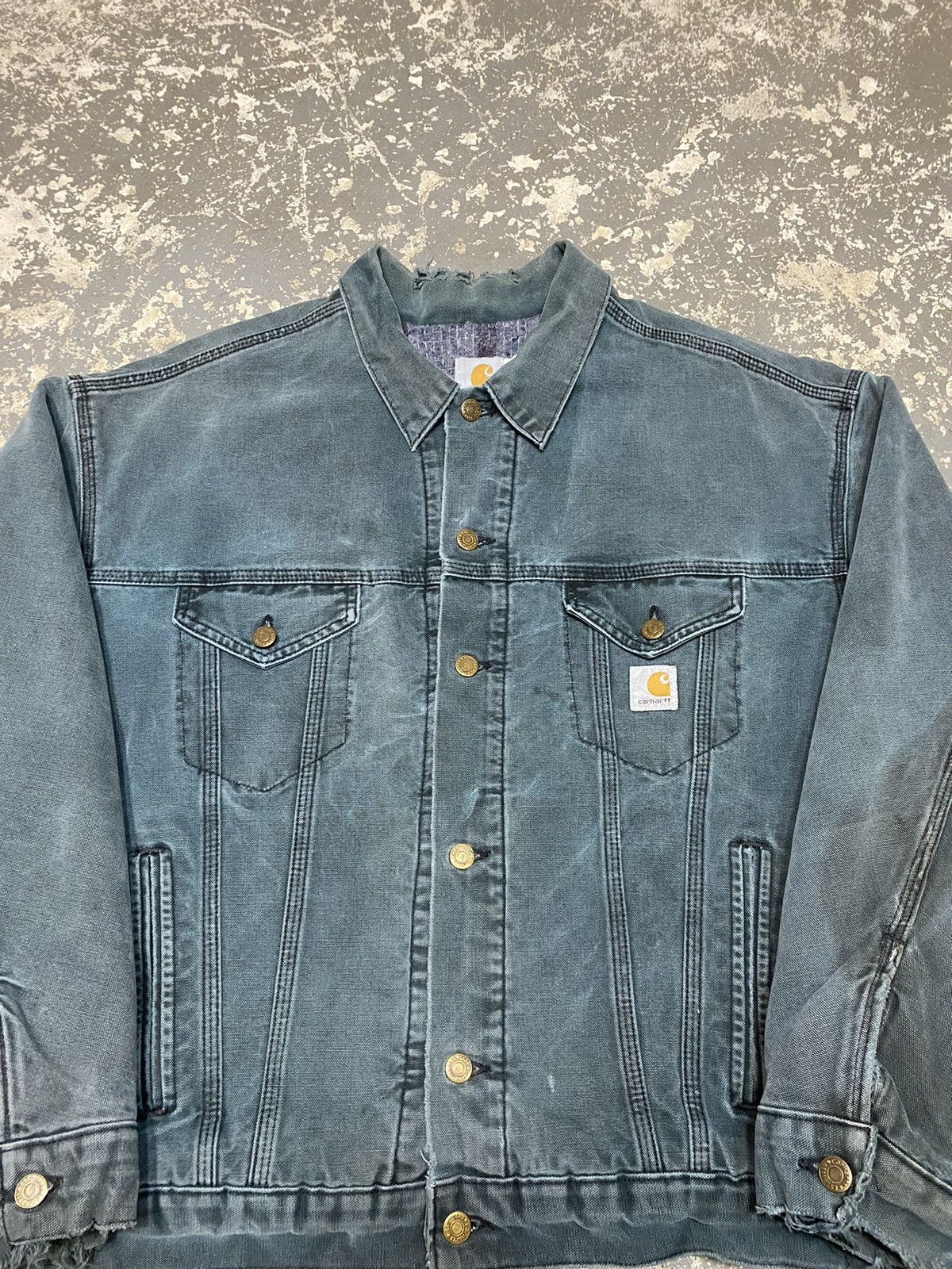 Carhartt × Vintage Vintage Carhartt Cyan Trucker Jacket JB143 Size US L / EU 52-54 / 3 - 7 Thumbnail