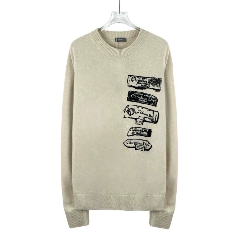 Dior Dior 25 beige logo label printed wool round-neck long-sleev Size US L / EU 52-54 / 3 - 1 Thumbnail