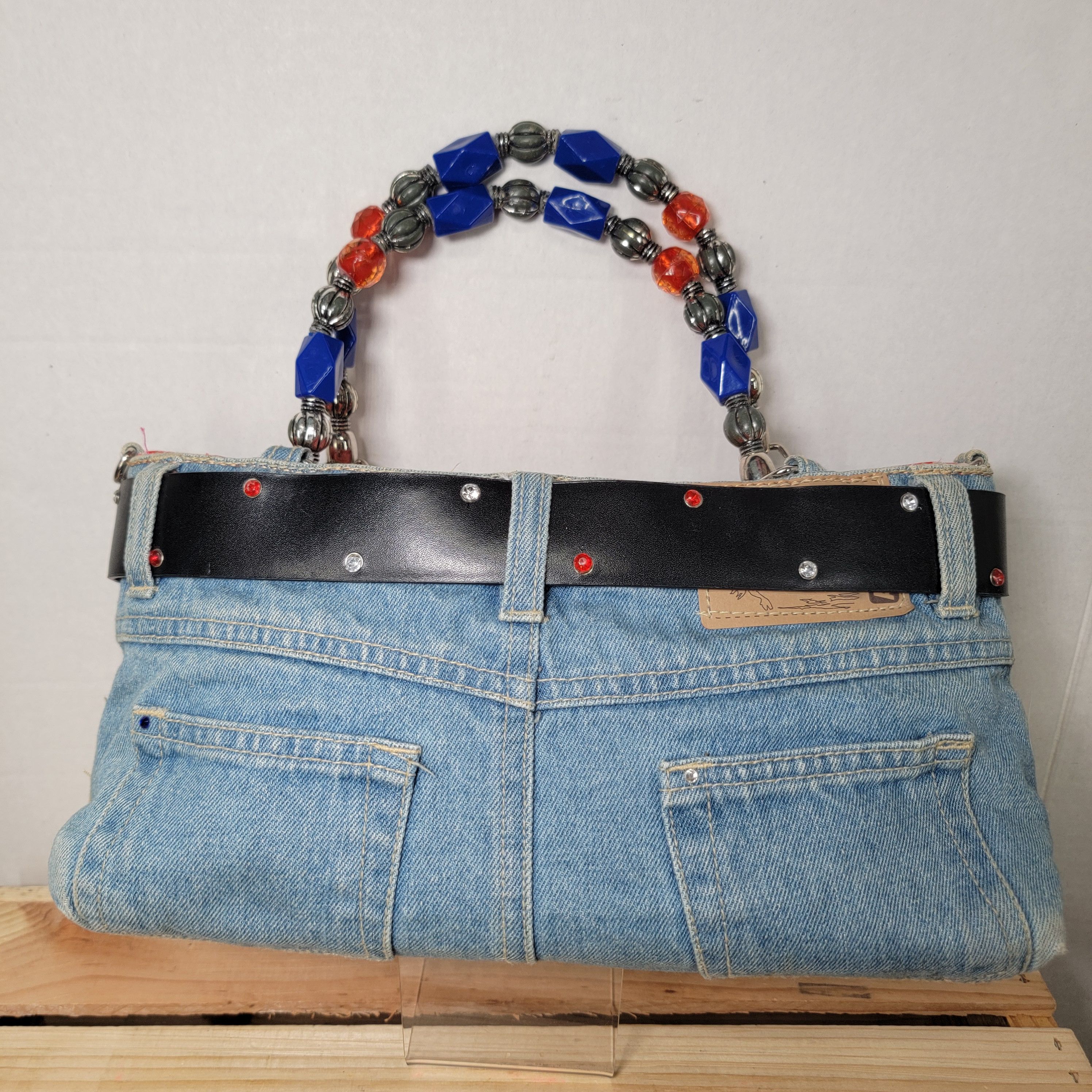 Other Texas Denim Jeans Western Purse w/ Beaded Handles Size ONE SIZE - 6 Thumbnail