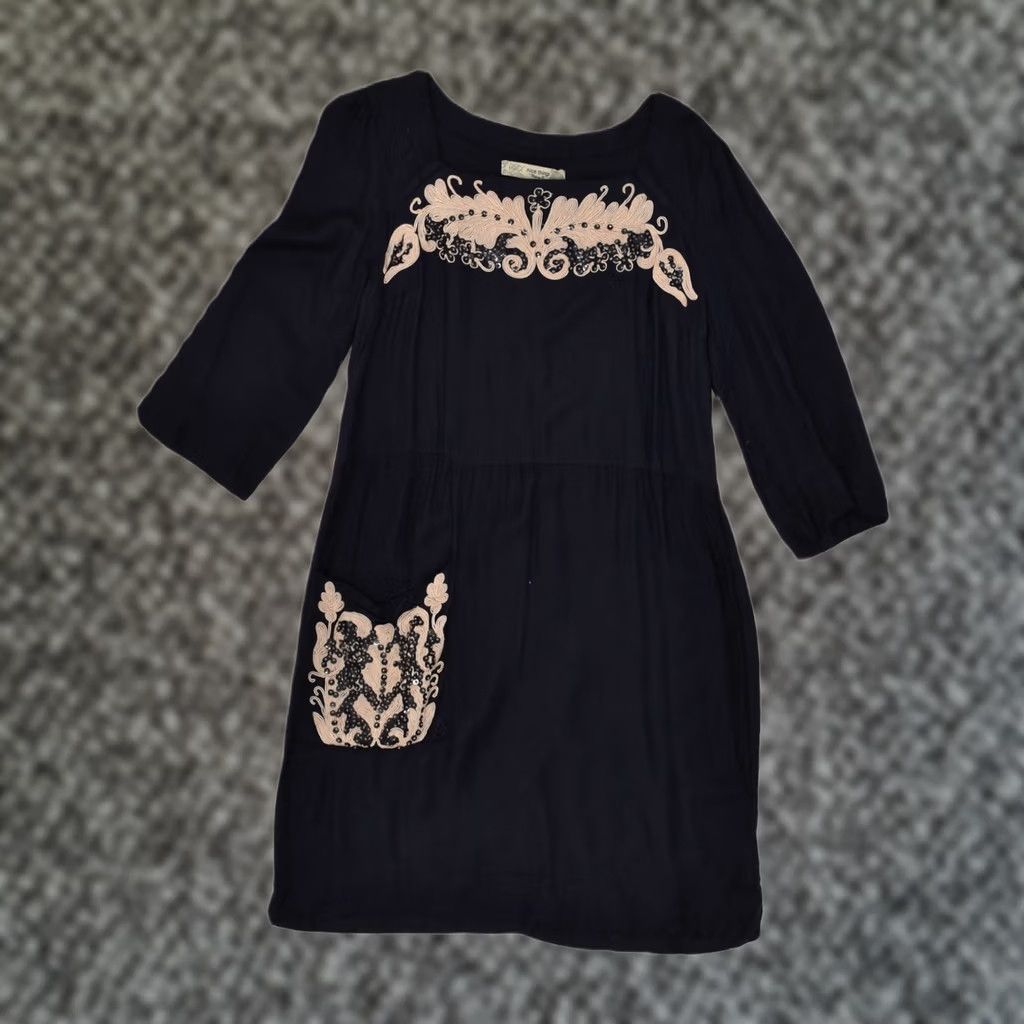 Vintage VINTAGE Womens Tunic Dress UK 12 Medium Navy Blue Polyester Size M / US 6-8 / IT 42-44 - 1 Thumbnail