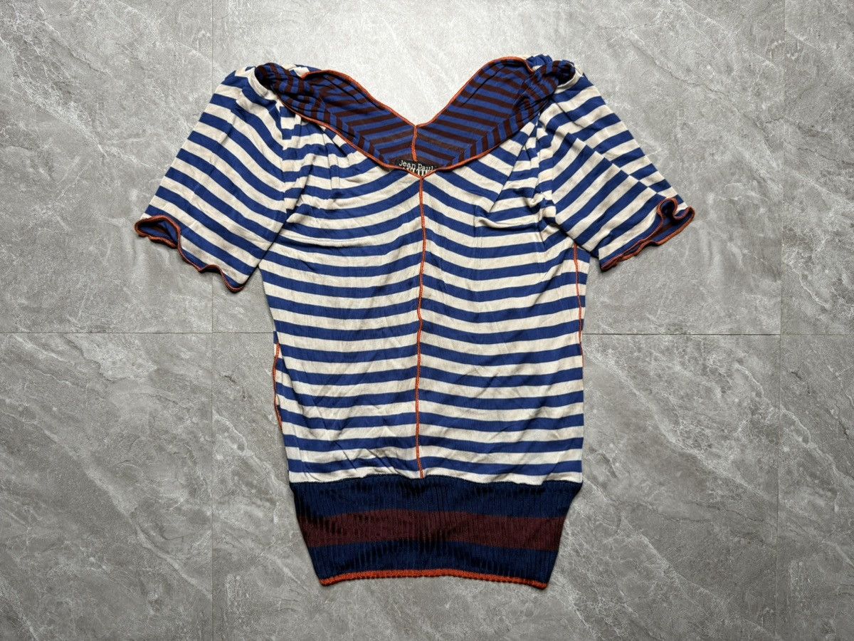 Jean Paul Gaultier Jean Paul Gaultier Tied Shoulders Mesh Striped Top Size L / US 10 / IT 46 - 1 Thumbnail