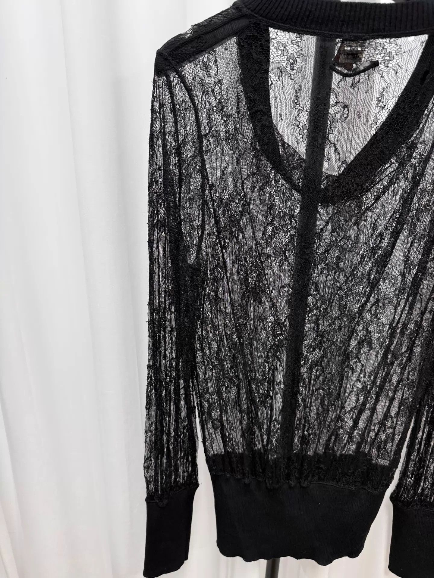 Jean Paul Gaultier Jean Paul Gaultier Black Lace Longsleeve Top XL Size XL / US 12-14 / IT 48-50 - 6 Thumbnail