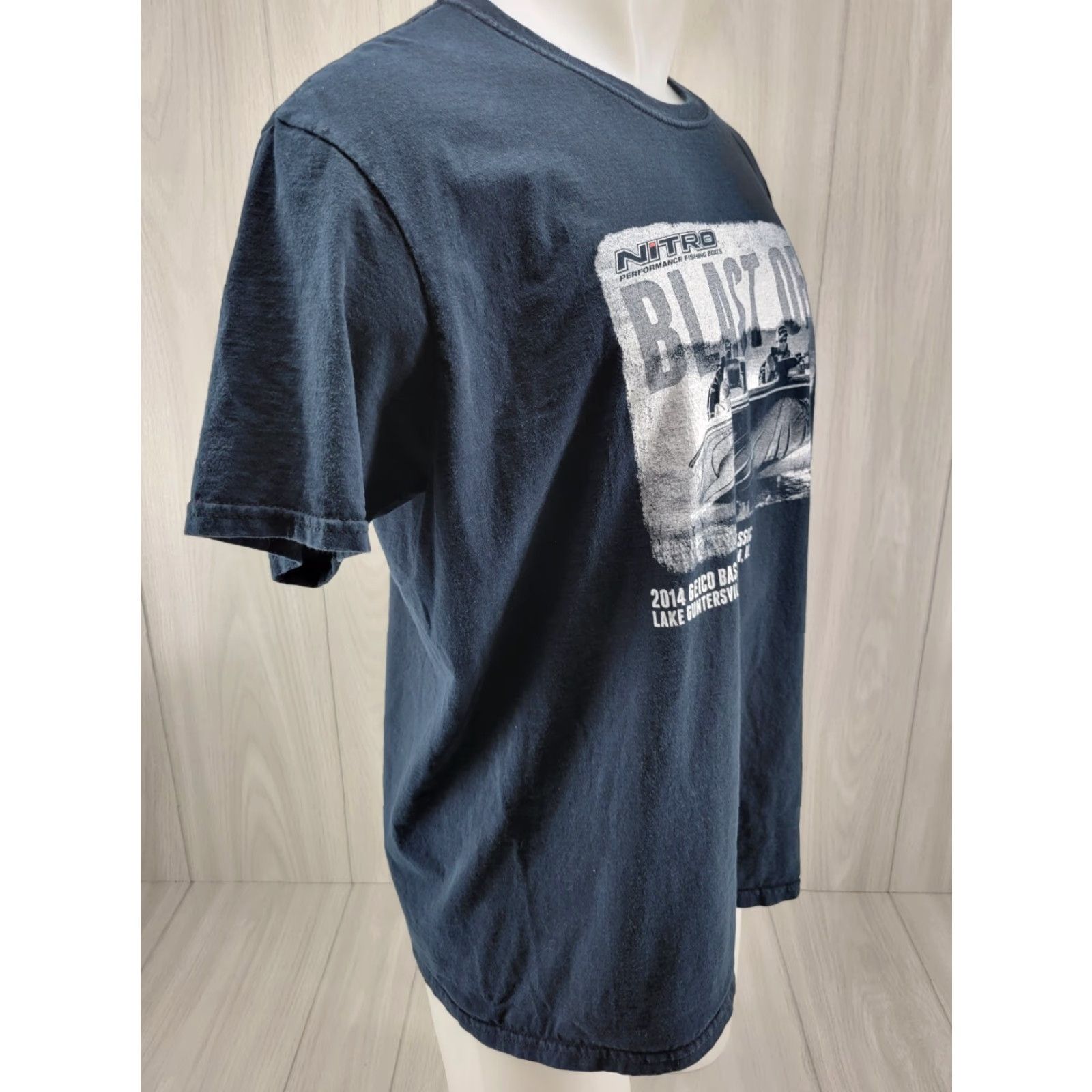 Gildan VINTAGE 2014 Geico Bassmaster Classic Nirto Blast Off Mens Shirt XL Black T-Shirt Short Sleeve Gildan Brand Size US XL / EU 56 / 4 - 5 Thumbnail