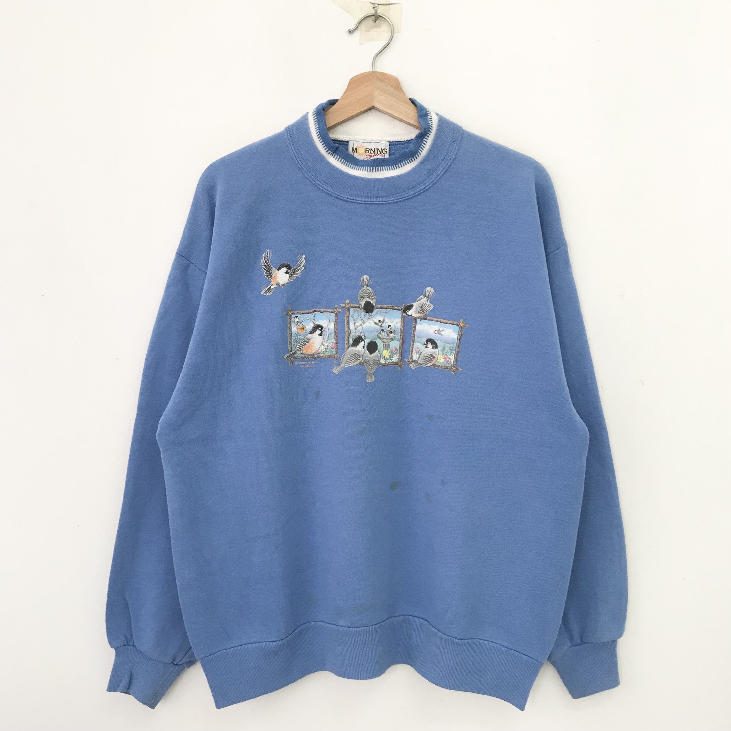 Vintage Vintage 90s Morning Sun Blue Sweatshirt - 402 Size US L / EU 52-54 / 3 - 1 Thumbnail