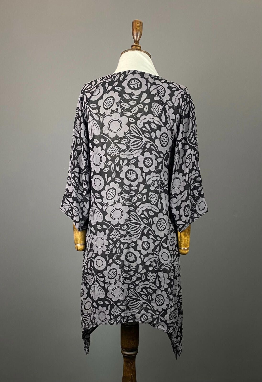 Designer Gudrun Sjöden Gray Floral Asymmetric Tunic Dress Size S Size S / US 4 / IT 40 - 5 Thumbnail