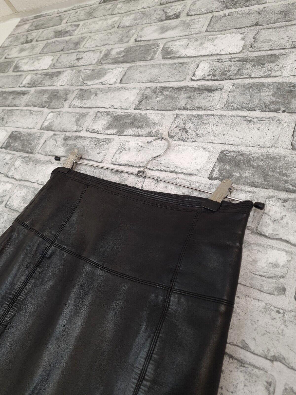 Designer Amanda Wakeley Leather Skirt Size 10 Black Pencil Size 28" / US 6 / IT 42 - 5 Thumbnail