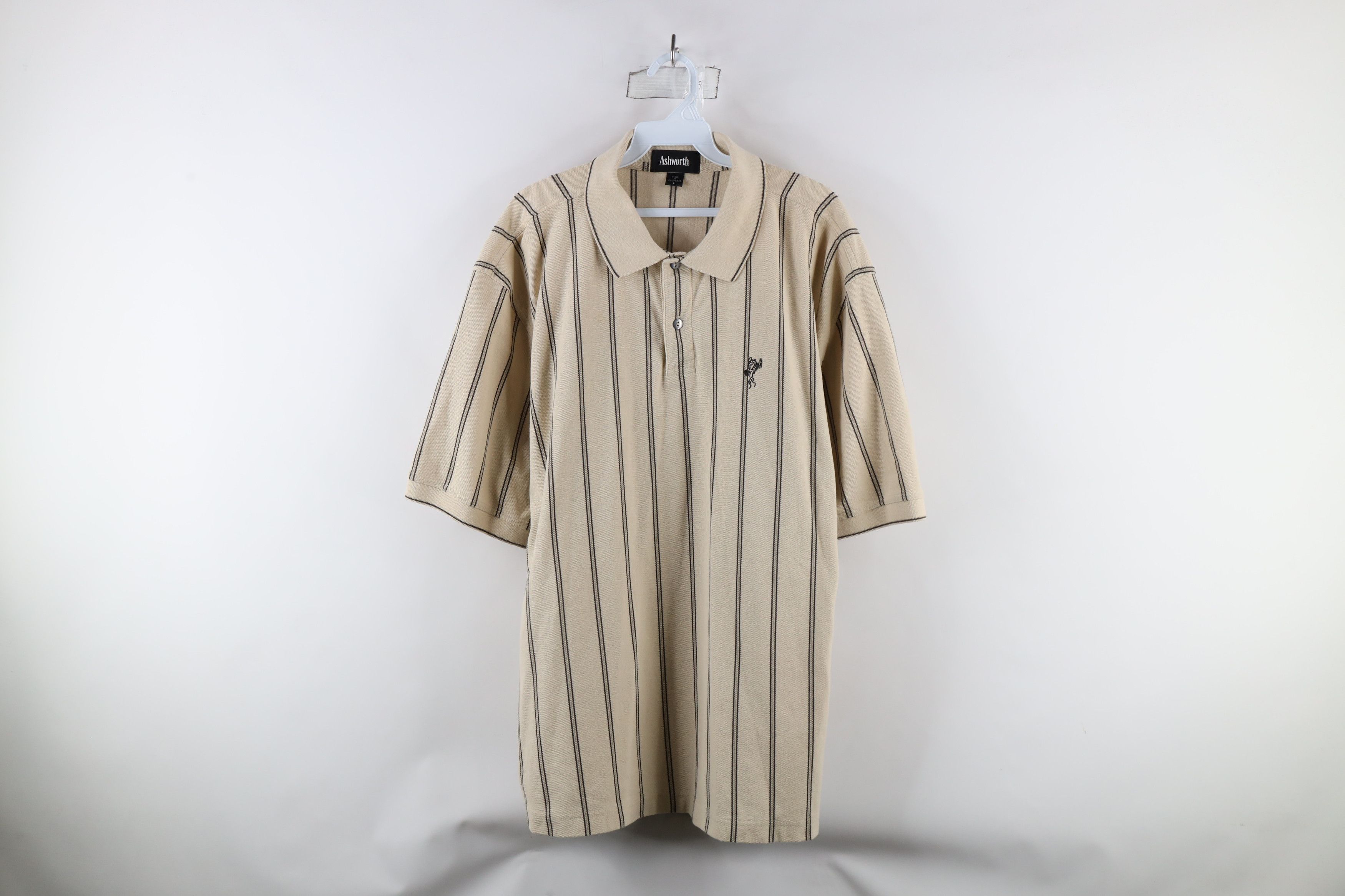 Vintage 90s Streetwear Striped Pique Cotton Golf Polo Shirt