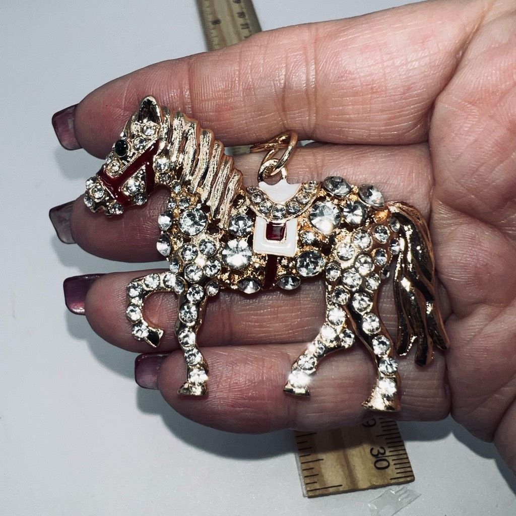 Other Gold and Clear Crystal Horse Bag/Key Charm Size ONE SIZE - 3 Thumbnail