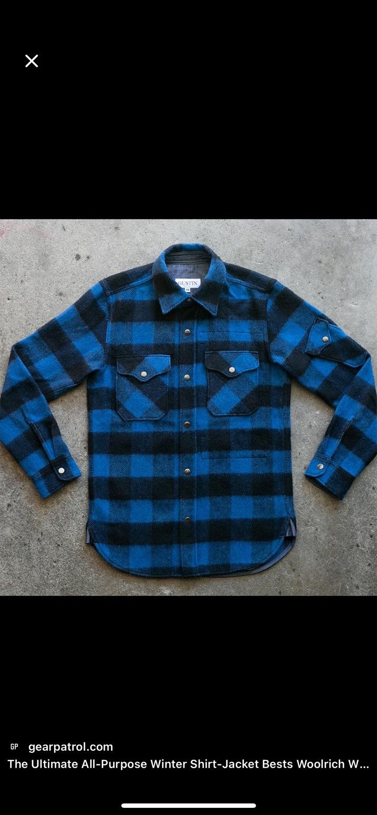 Gustin Gustin Woolrich CPO Overshirt – Blue – Size L – New – USA Size US L / EU 52-54 / 3 - 1 Thumbnail