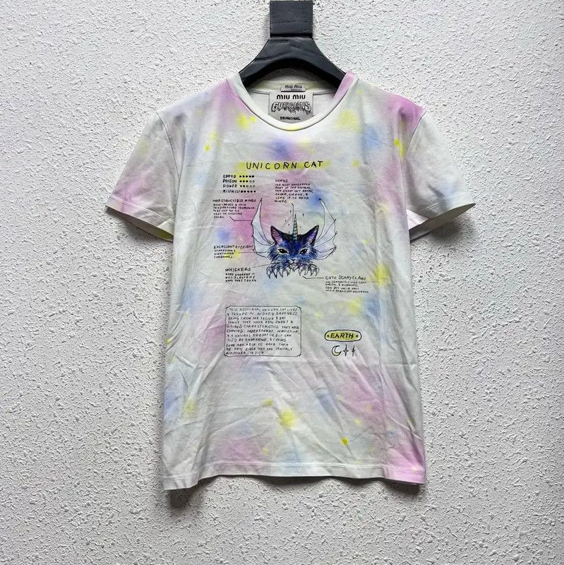 Miu Miu Miu Miu Unicorn Cat Print T-Shirt 0089 Size M / US 6-8 / IT 42-44 - 1 Thumbnail
