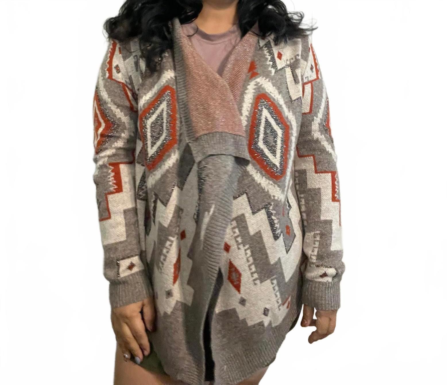 Designer YA Cozy Tribal Pattern Cardigan Size ONE SIZE - 1 Thumbnail
