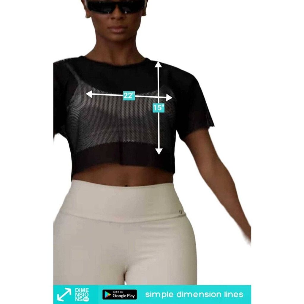 Other Cajubrasil Women's M Fishnet Mesh Crop Tee Black WorkoutTop Size M / US 6-8 / IT 42-44 - 5 Thumbnail