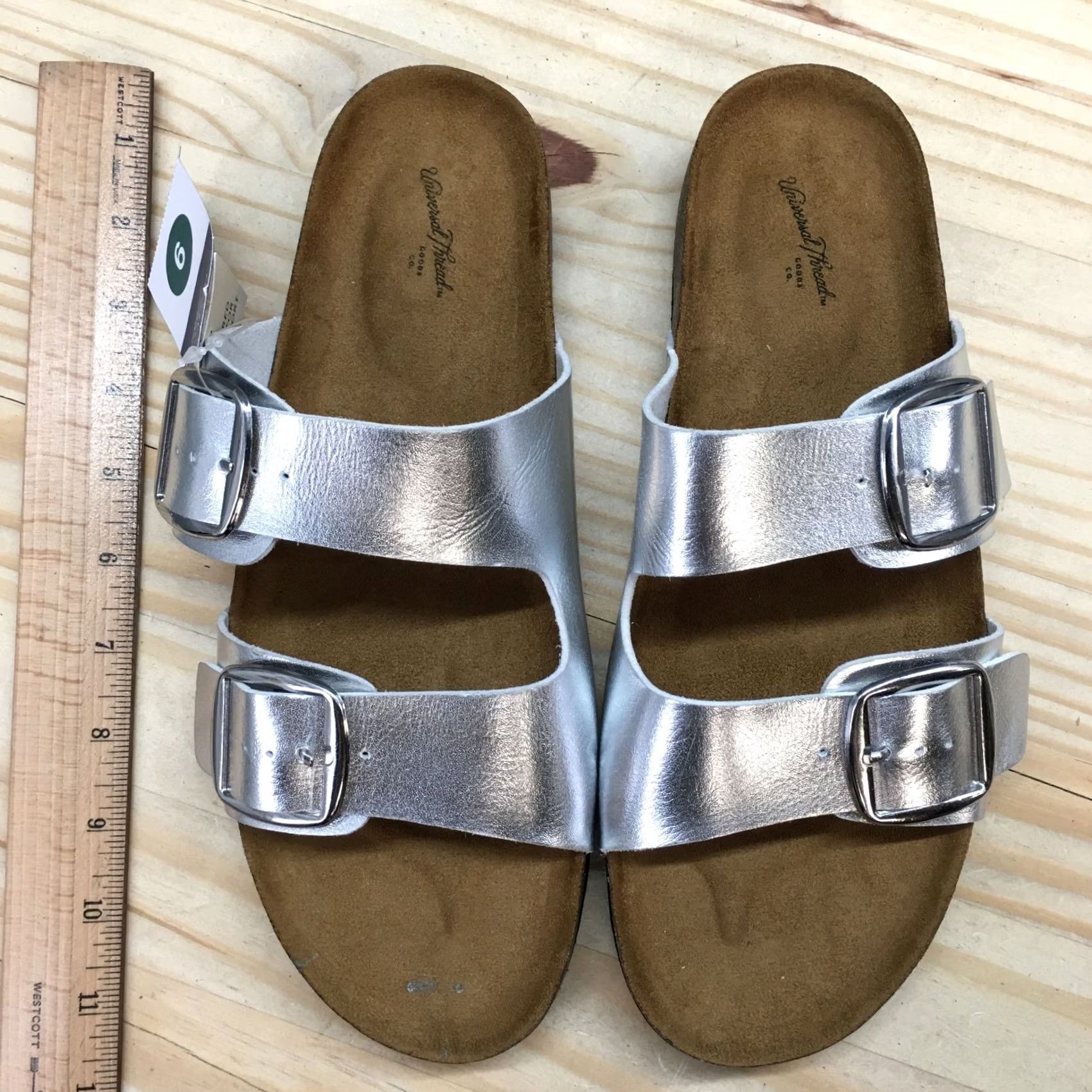 Vintage Universal Thread Sandal Womens 9 Silver Devin Open Toe Cork Faux Leather NEW Slip-On Comfort Slide Casual Shoes Womens Size US 9 / IT 39 - 6 Thumbnail