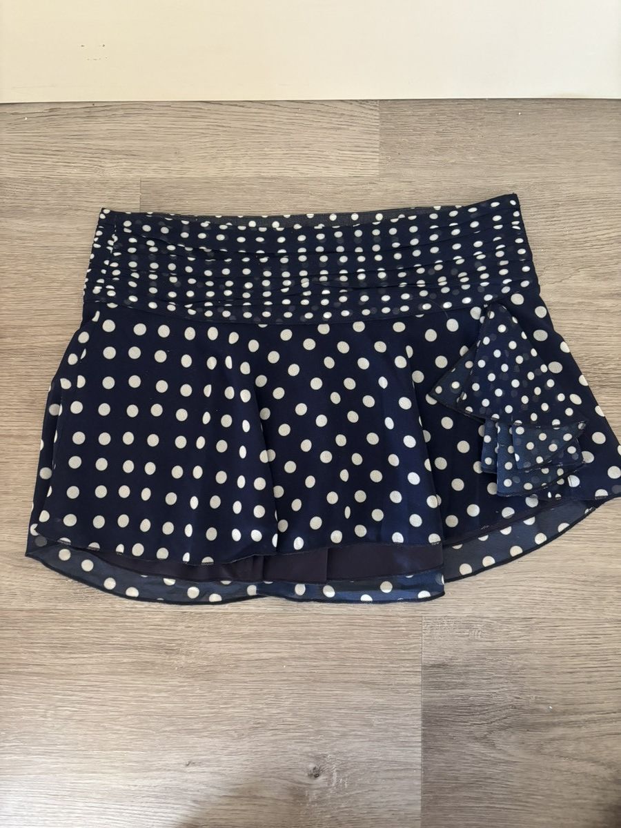 Guizio DANIELLE GUIZIO Polka dot Chiffon Slit Mini Skirt in Navy Size 25" / US 0 / IT 36 - 1 Thumbnail