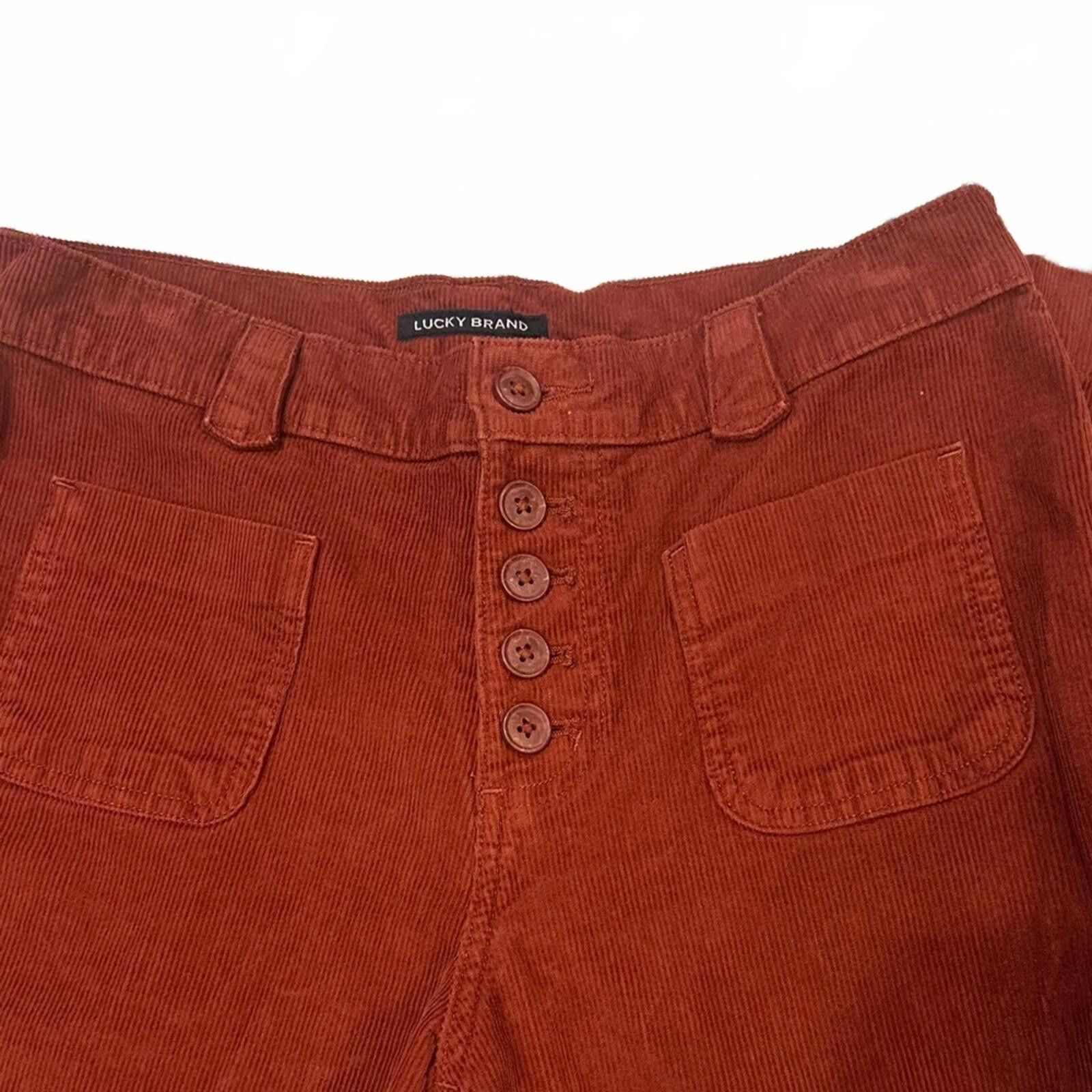 Lucky Brand Rust Patch Pocketed Button Front Boot Cut Corduroy Pants Size 29" - 5 Thumbnail