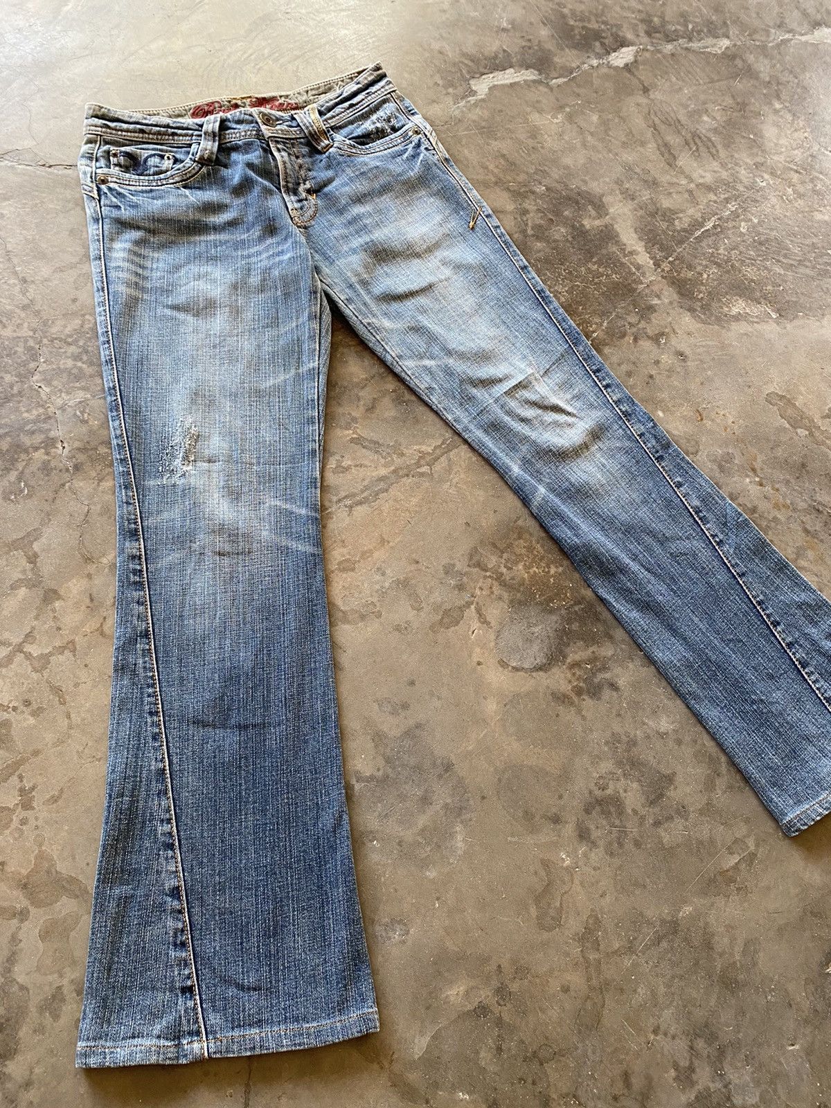 Hysteric Glamour × Japanese Brand Flare Jeans Rush Hour Wash Blue Distressed Size US 31 - 9 Thumbnail