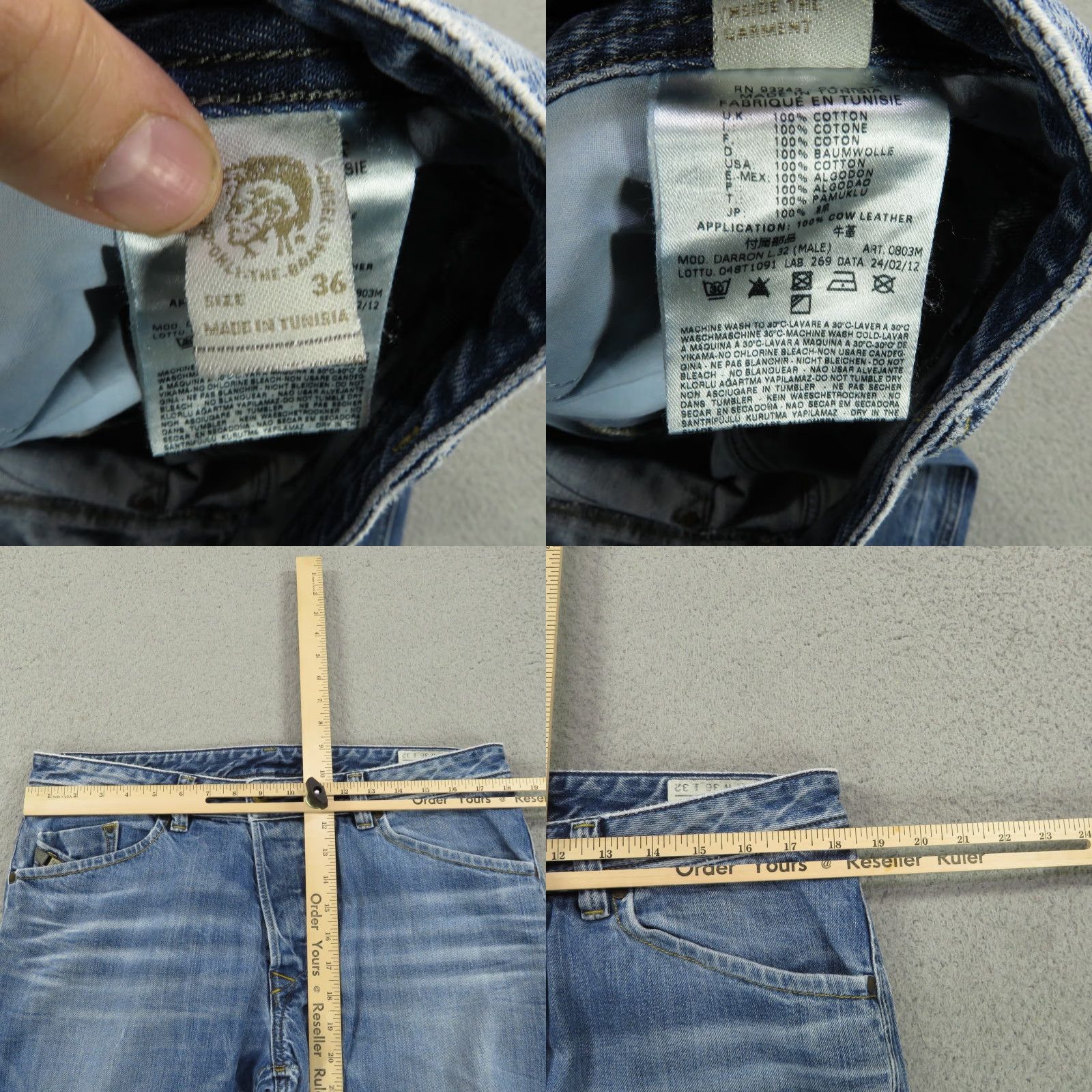 Diesel Diesel Jeans Mens 36x32 Darron Regular Slim Tapered Distressed Wash Button Fly Jeans Mens Slim Distressed Blue 5-Pocket Diesel Darron Men’s Jeans Size US 36 / EU 52 - 8 Thumbnail