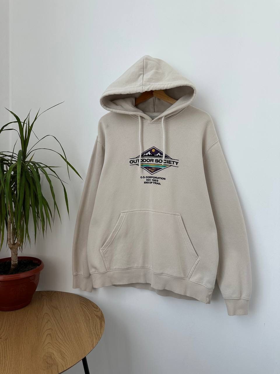 Vintage Vintage Outdoor Society Beige Center Logo Hoodie Size US M / EU 48-50 / 2 - 2 Thumbnail