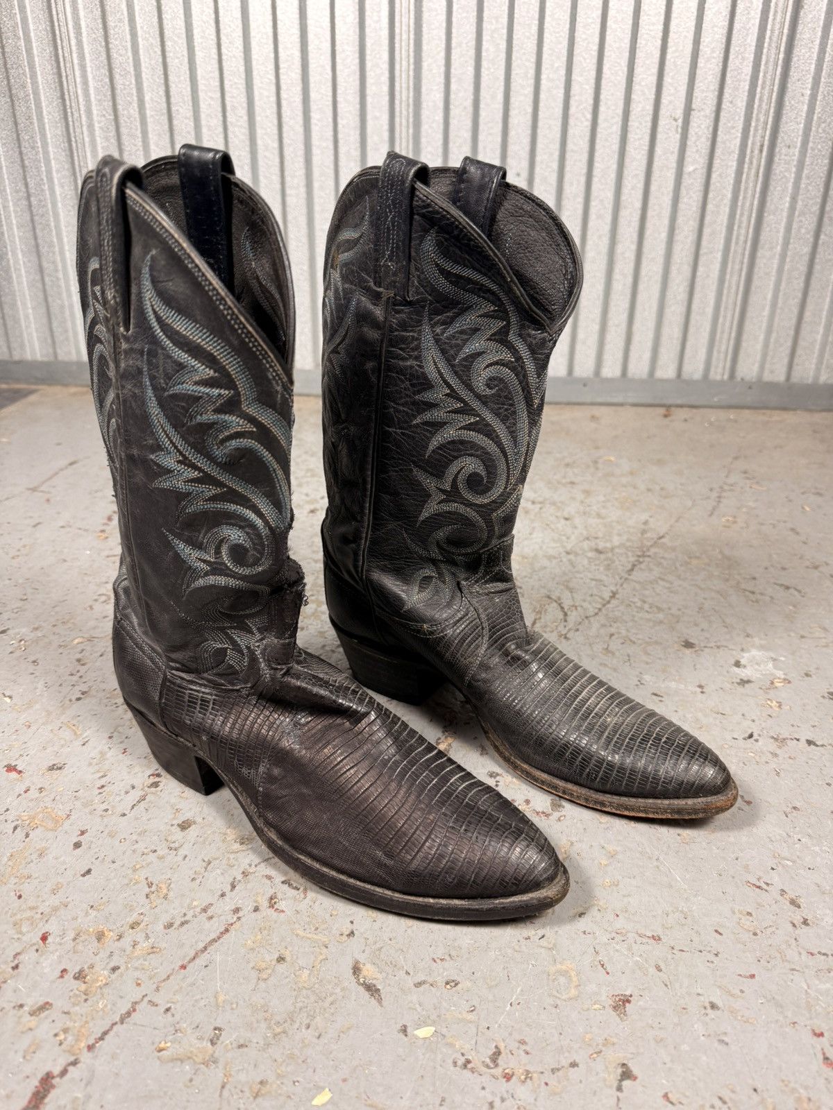 Dan Post 80s Vintage Dan Post Black Teju Lizard Skin Boots Size US 10 / EU 43 - 3 Thumbnail