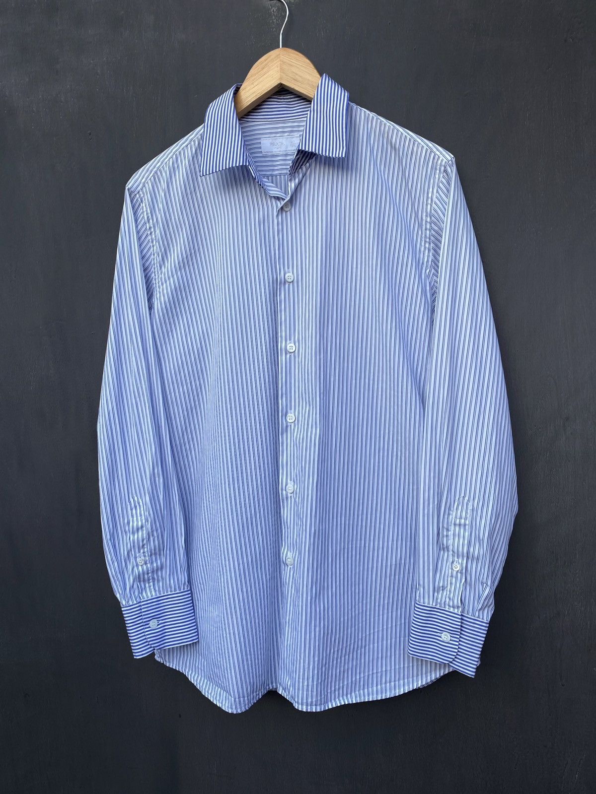 image of Prada Stripped Shirt Size 15.5 Made In Italy in Blue White, Men's