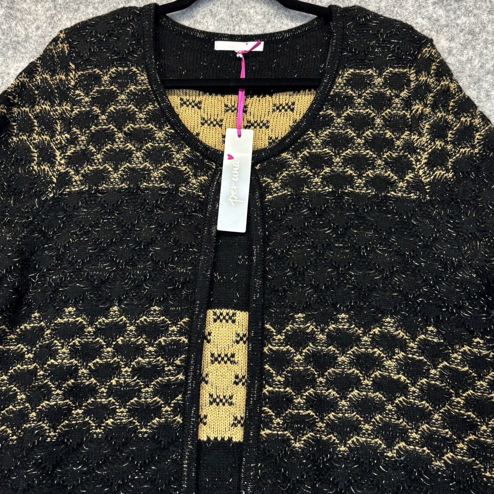 Vintage M&S Per Una Cardigan Jumper Size UK 16 Women’s Black & Gold New With Defects Size XXL / US 16-18 / IT 52-54 - 3 Thumbnail