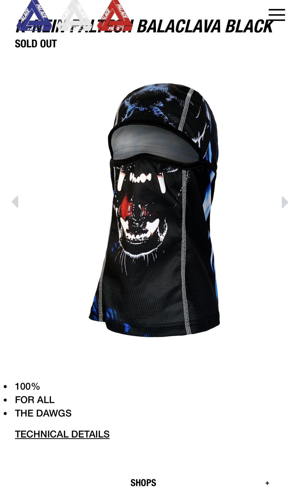 Palace Palace K-NEIN PALTECH BALACLAVA BLACK Size ONE SIZE - 14 Thumbnail